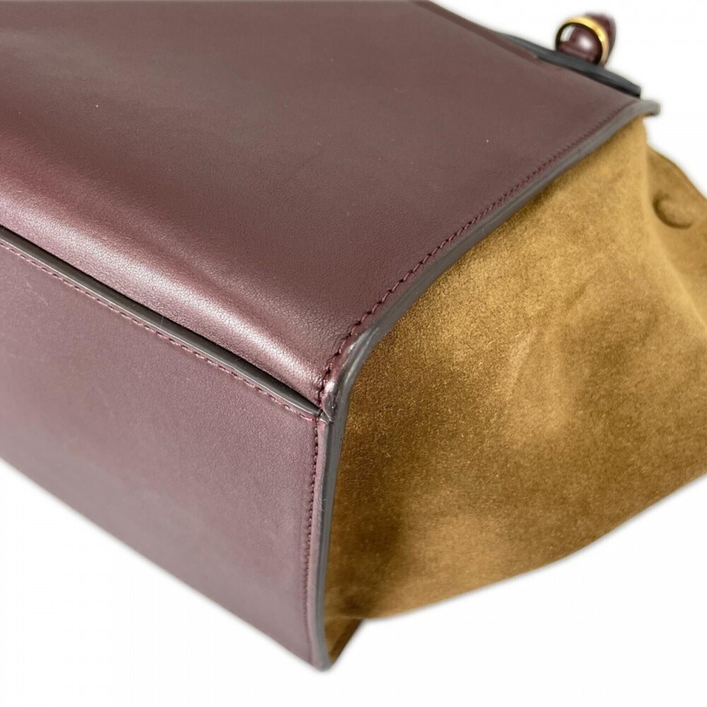 Celine handbag for women, CELINE F-SN-0152, leather, wine red, gold hardware. - Picture 9 of 16